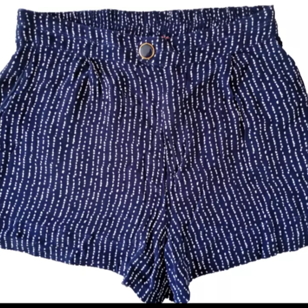 Anthropologie Navy and White High Waist Shorts